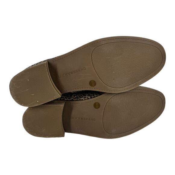 Lucky Brand Leopard Hestawn Lace Up Combat Moto Boots 8 Brown Leather Cheetah - Picture 7 of 8